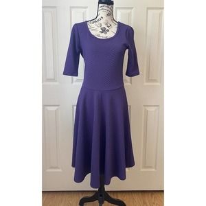 LuLaRoe Nicole Dress Medium Purple Jacuard Stretch Size 8-10 NWOT